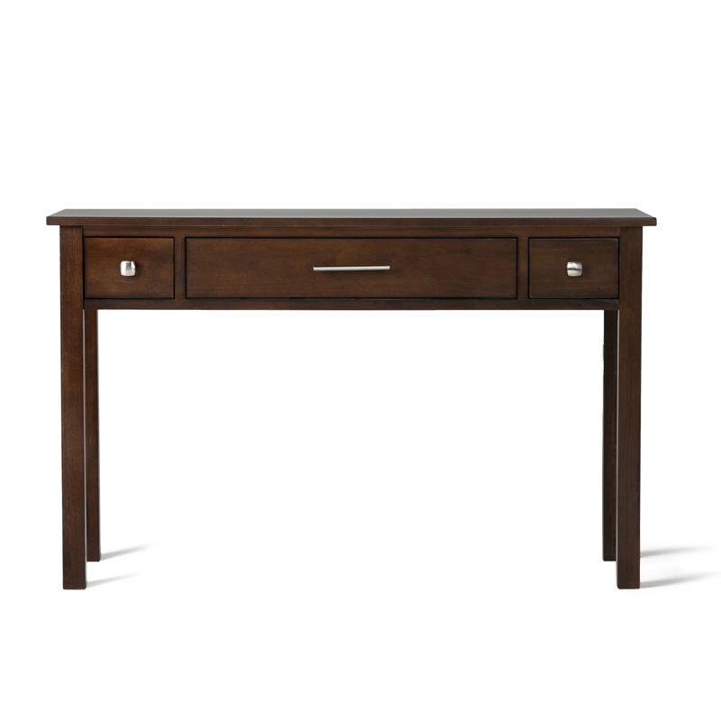 Rich Tobacco Brown Pine Wood Writing Desk with Drawers