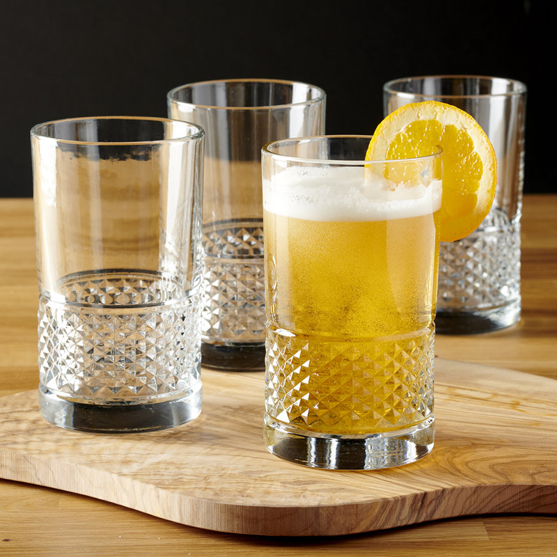 16oz Clear Textured Highball Glass Set of 4