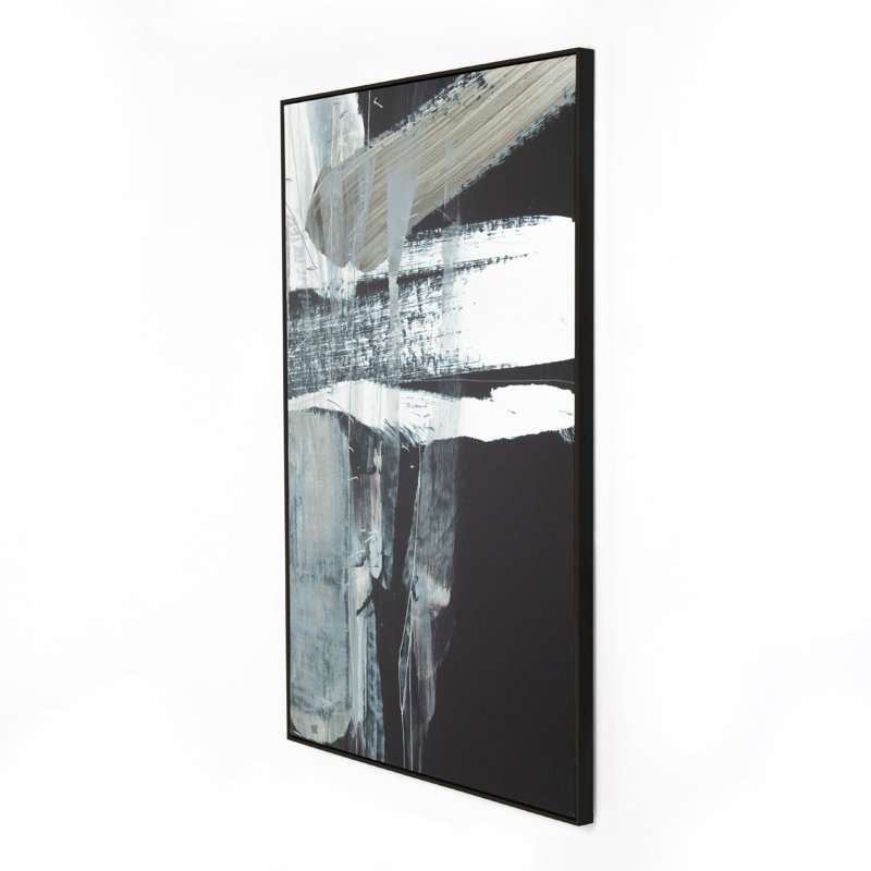 Devonshire Coastal Landscape Watercolor Canvas in Black Maple Floater Frame