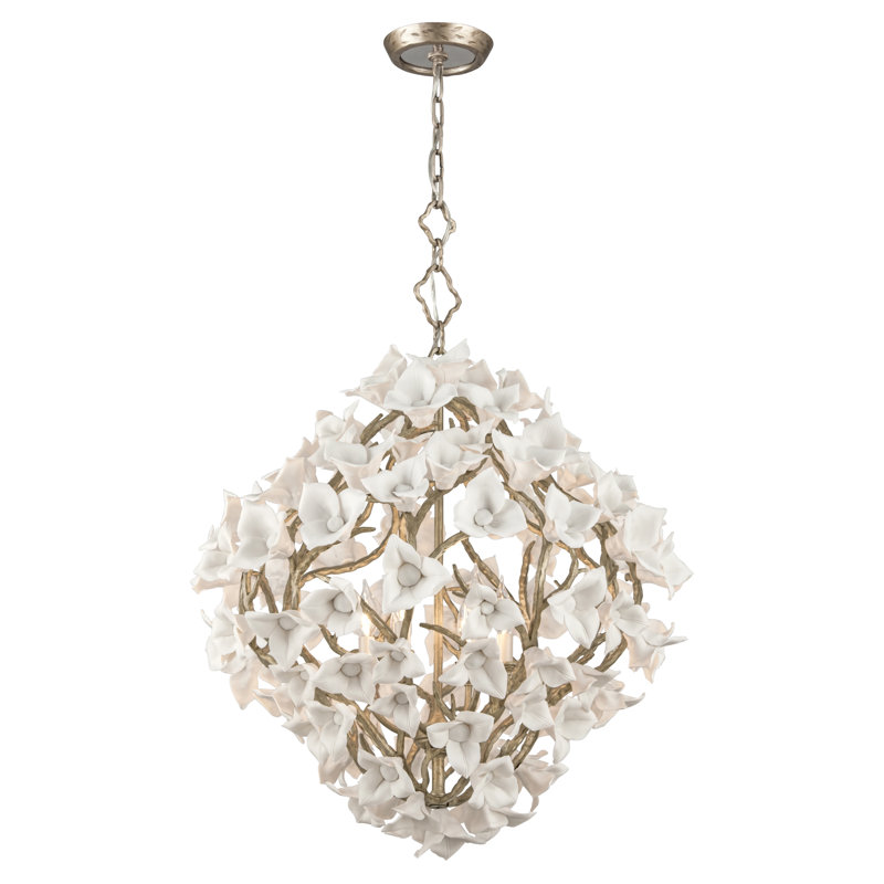 Enchanted Silver Leaf 6-Light Rustic Geometric Pendant