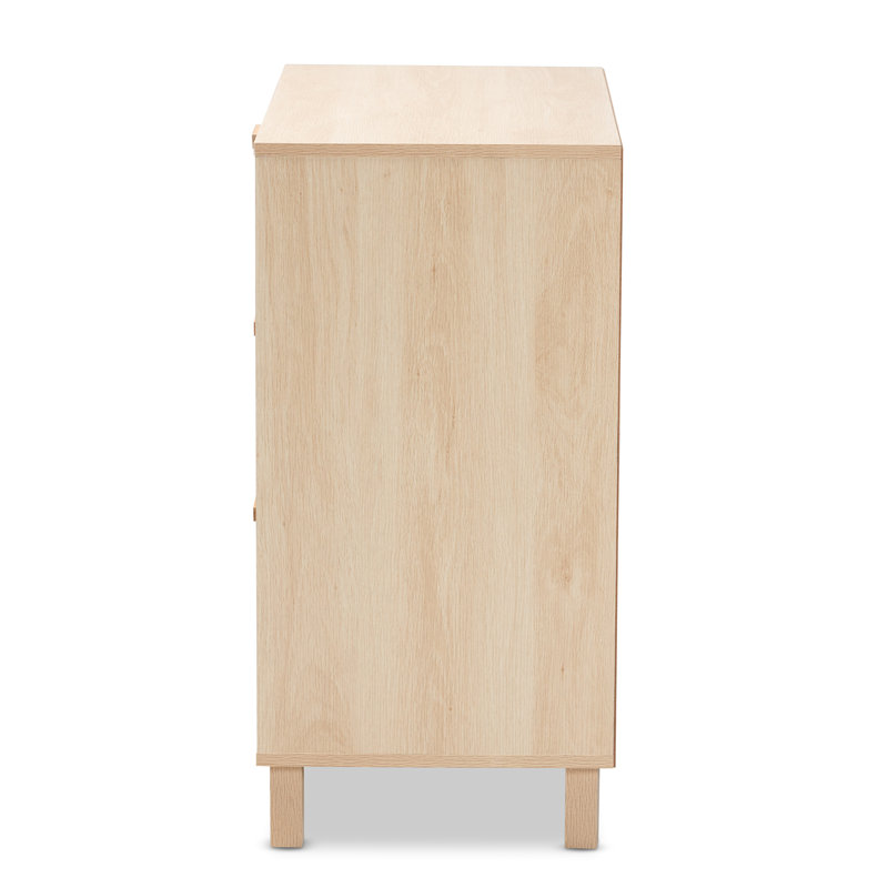 Sebille Light Brown Wood and Rattan 3-Drawer Chest