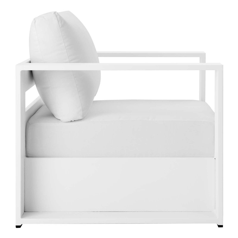 Tahoe Modern White Aluminum Outdoor Armchair with Cushions