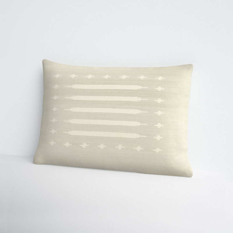 Estela White Cotton Geometric Lumbar Throw Pillow