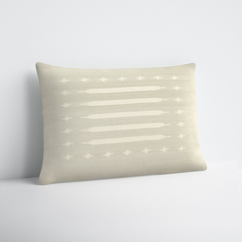 Estela White Cotton Geometric Lumbar Throw Pillow
