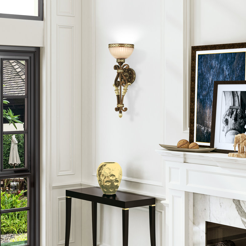 Seville Palacial Bronze Gilded Art Glass 1-Light Wall Sconce