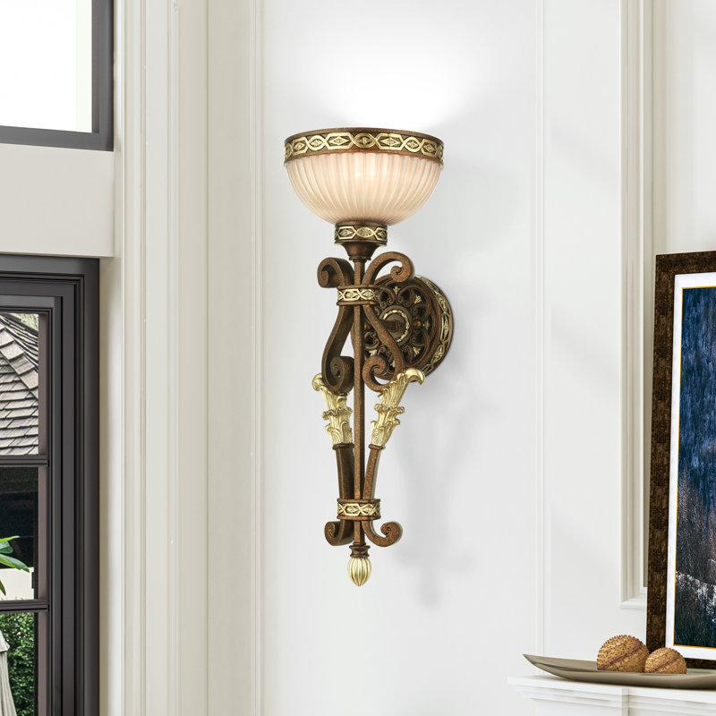 Seville Palacial Bronze Gilded Art Glass 1-Light Wall Sconce