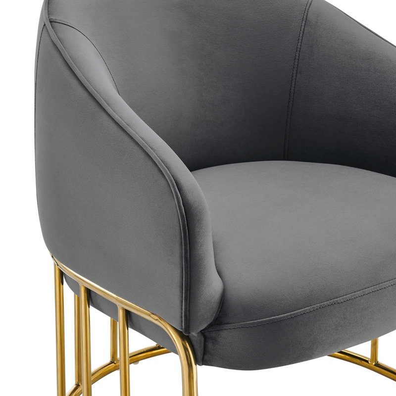 Arcadia Gray Velvet Accent Chair with Gold-Plated Base