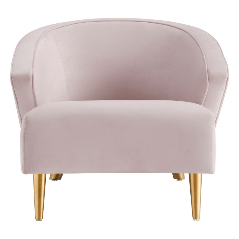 Pink Velvet Mid-Century Modern Accent Chair with Gold Legs