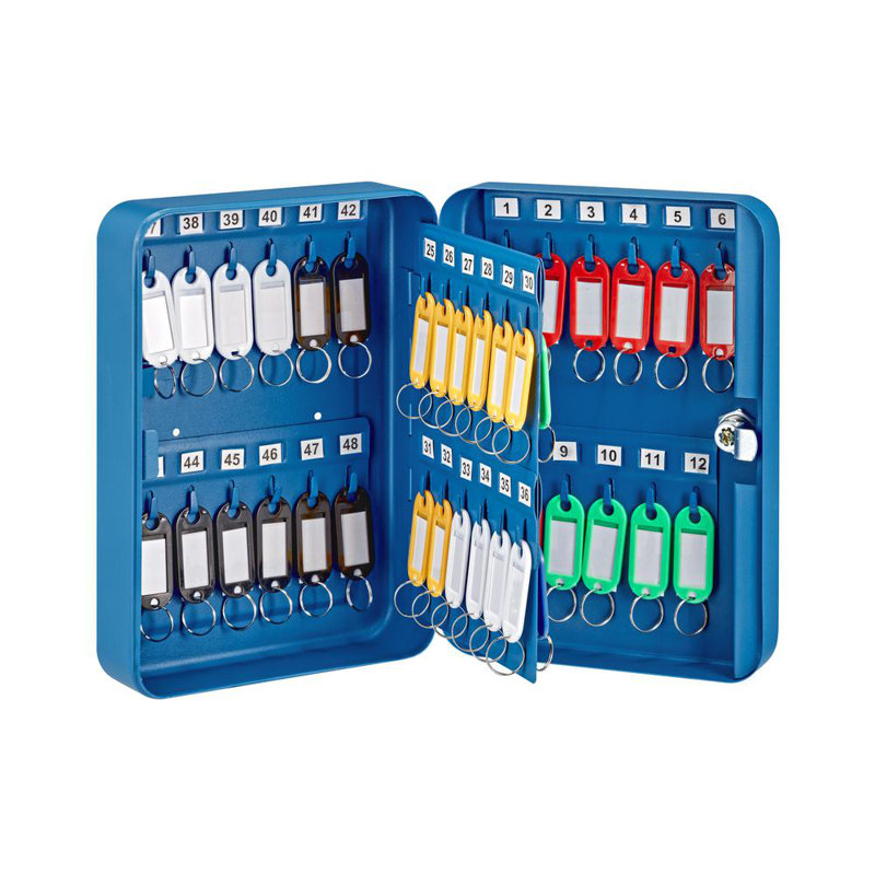 Blue Steel Wall-Mount Key Cabinet with Secure Lock
