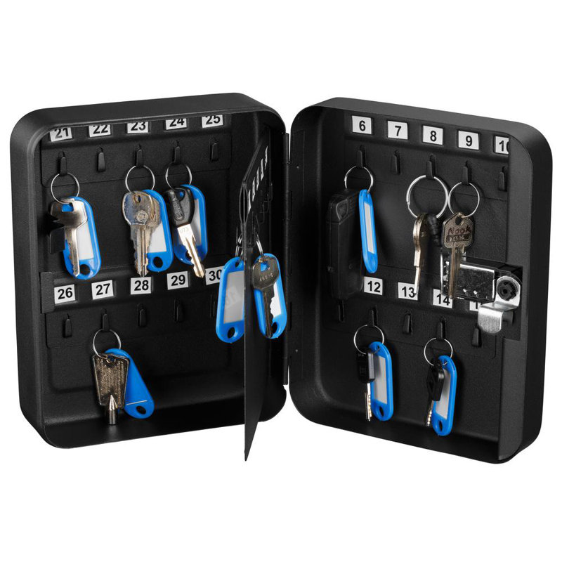 Black Steel 30-Key Secure Cabinet with Combination Lock
