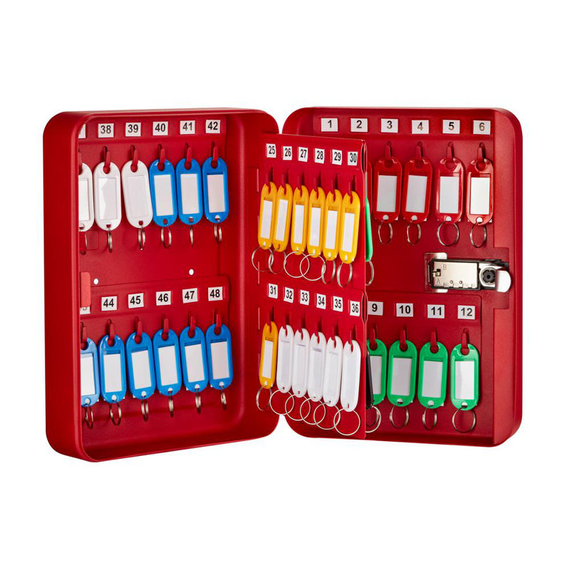 Red Steel Wall-Mount 48-Key Combination Lock Cabinet