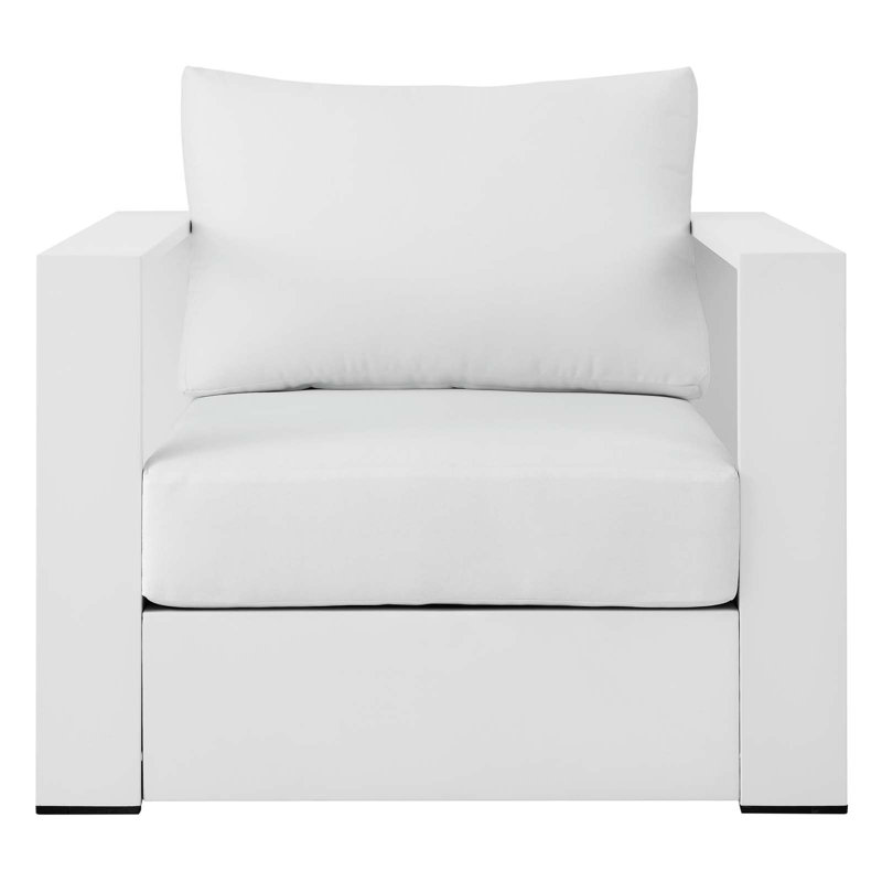 Tahoe Modern White Aluminum Outdoor Armchair with Cushions