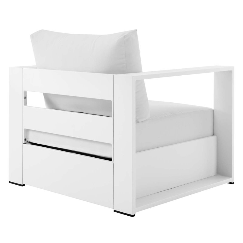 Tahoe Modern White Aluminum Outdoor Armchair with Cushions
