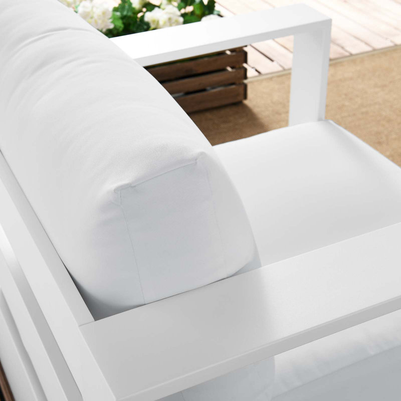 Tahoe Modern White Aluminum Outdoor Armchair with Cushions