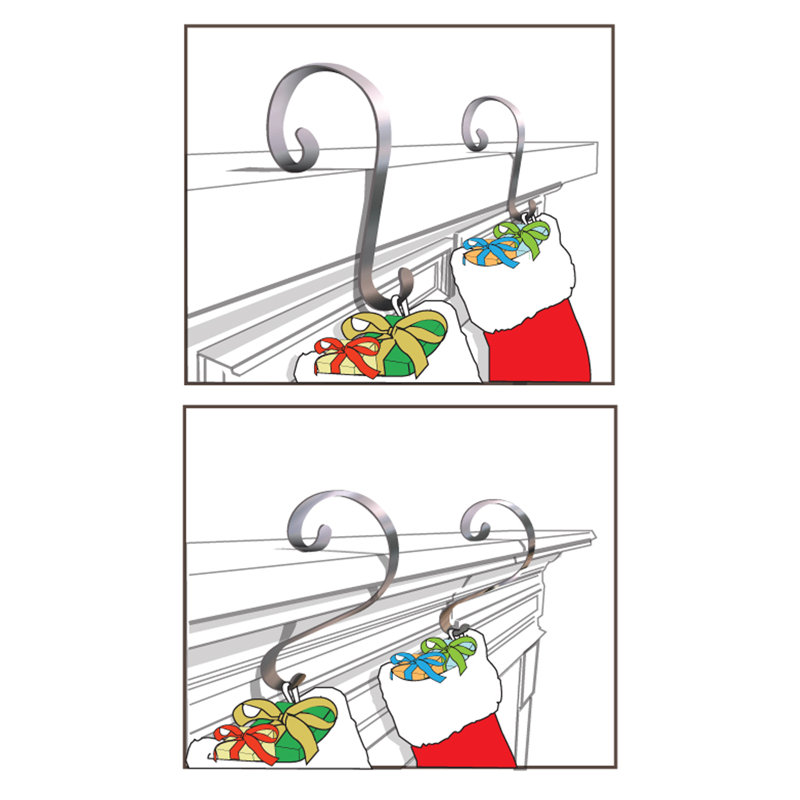 Pewter 4-Pack Adjustable Metal Stocking Holders