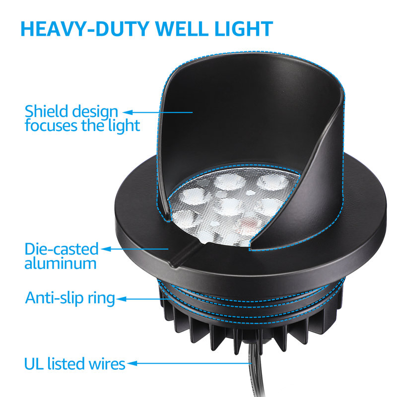 Black Aluminum 6W LED In-Ground Landscape Lights, Pack of 6