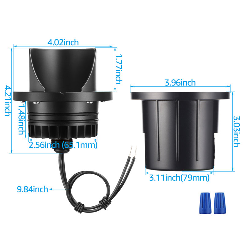 Black Aluminum 6W LED In-Ground Landscape Lights, Pack of 6