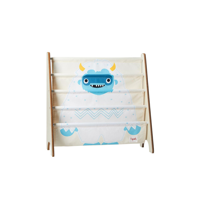 White and Multicolor Polyester Kids Book Rack Organizer