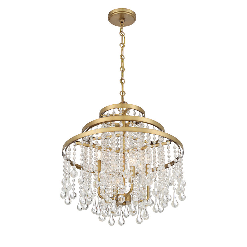 Luna Warm Brass and Crystal Tiered Chandelier