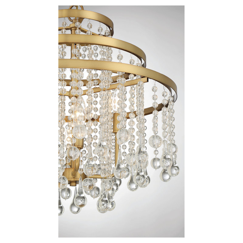 Luna Warm Brass and Crystal Tiered Chandelier