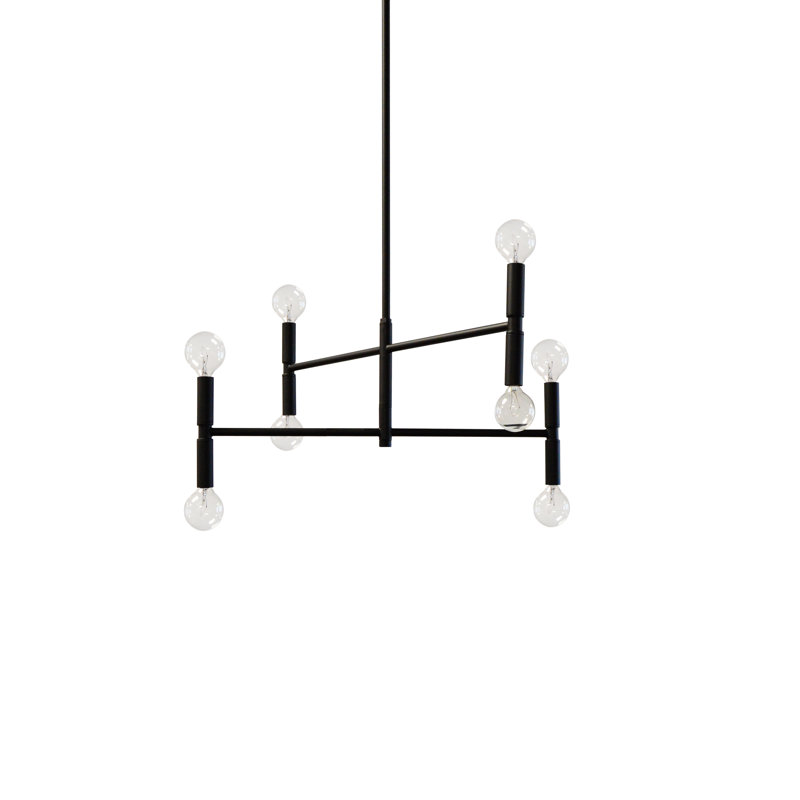 Ava 18" Black Modern 8-Light Incandescent Drum Chandelier