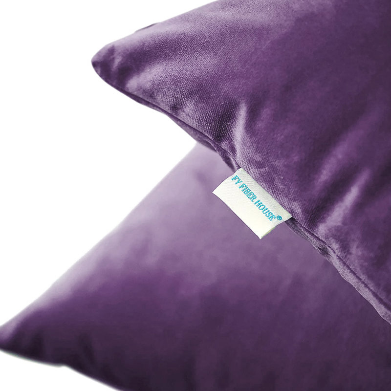 Eggplant Purple Velvet Reversible Euro Pillow Covers, Set of 2