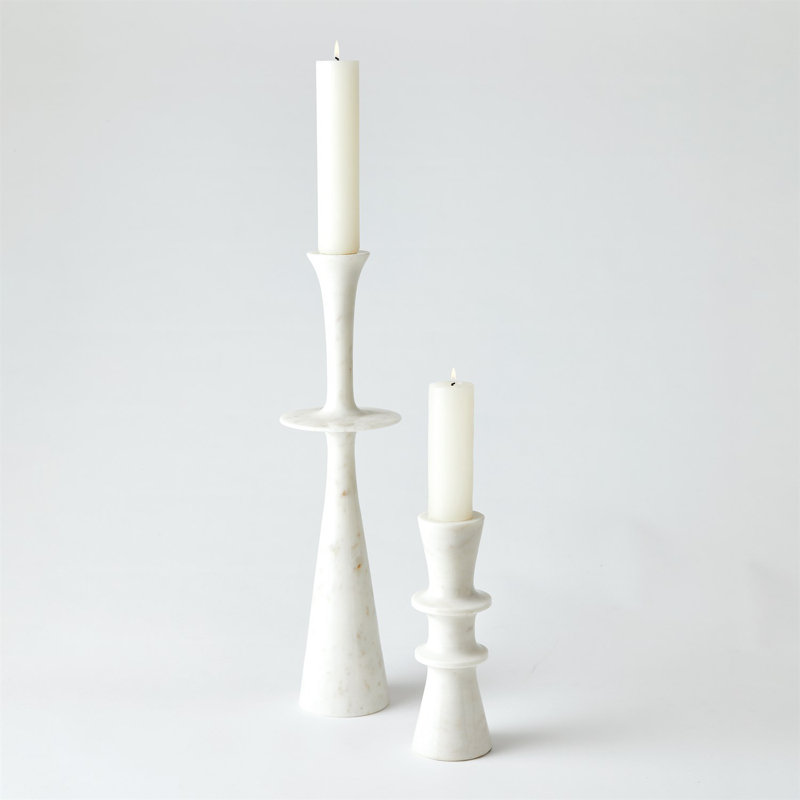 Elegant White Marble Centerpiece Candle Stand with Iron Spike