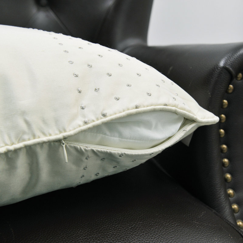 Ivory Embroidered Silk and Polyester Euro Pillow Set