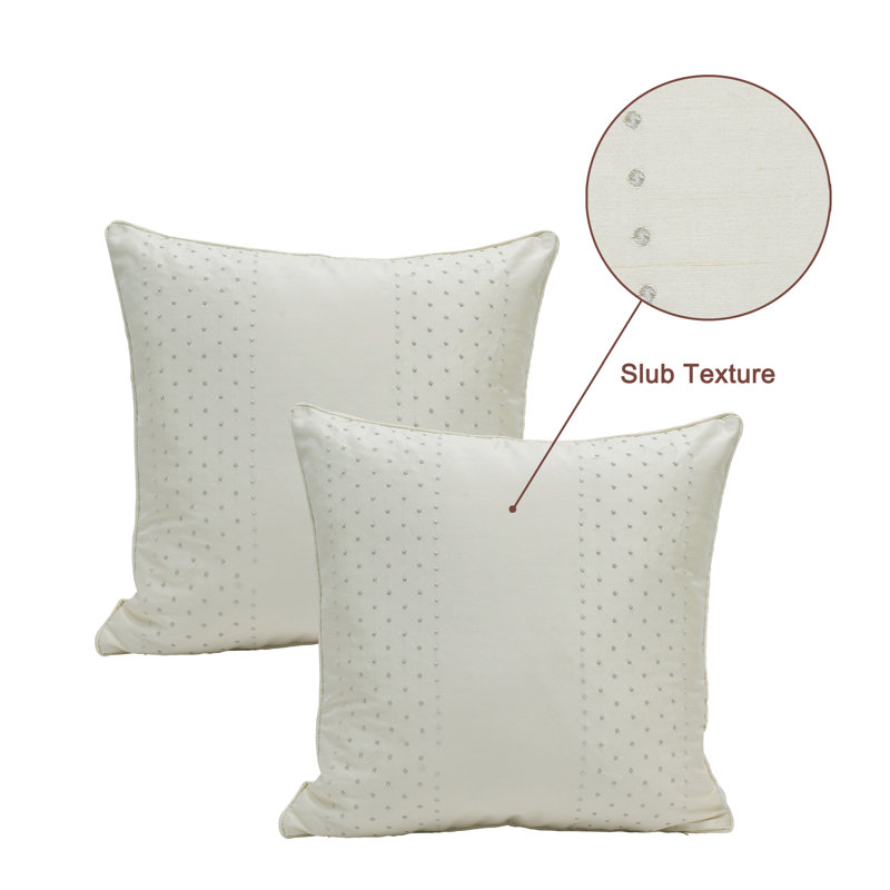 Ivory Embroidered Silk and Polyester Euro Pillow Set