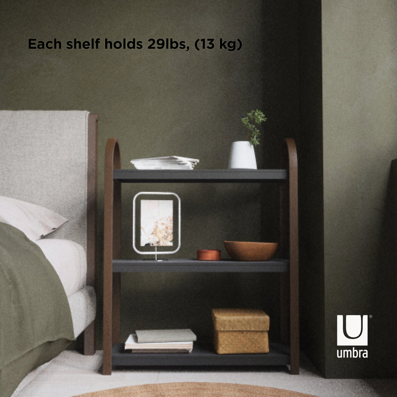 Bellwood Black/Walnut Wood Over-the-Toilet 3-Tier Bookshelf