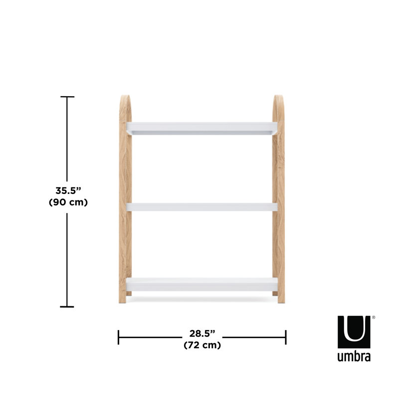 White and Natural Wood 3-Tier Freestanding Shelf