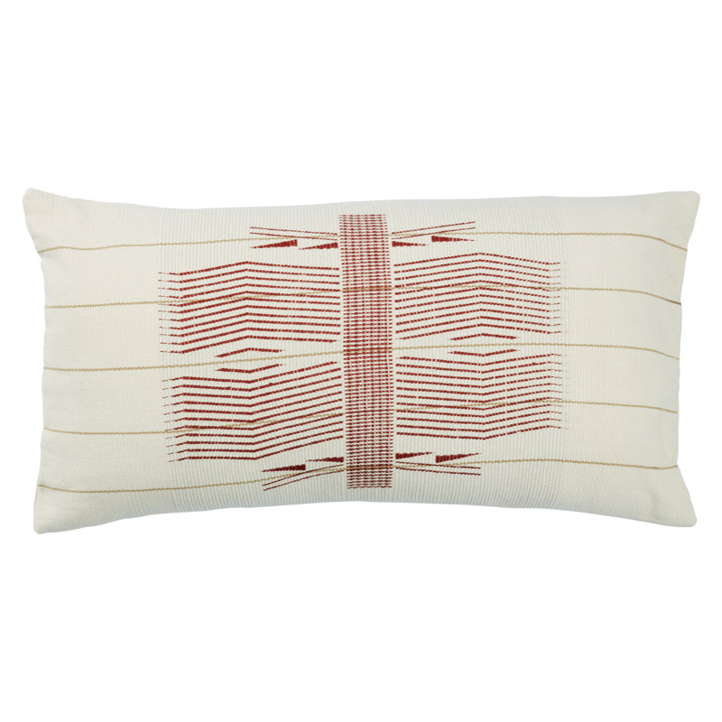 Erika Red and Cream Cotton Lumbar Throw Pillow