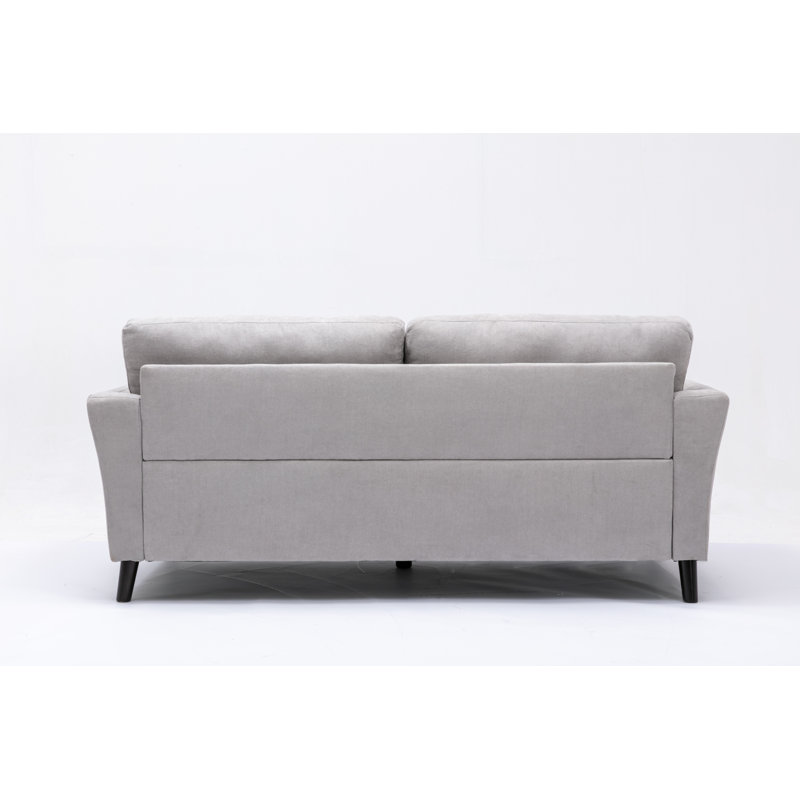77'' Light Gray Velvet Sofa with Dark Wood Legs