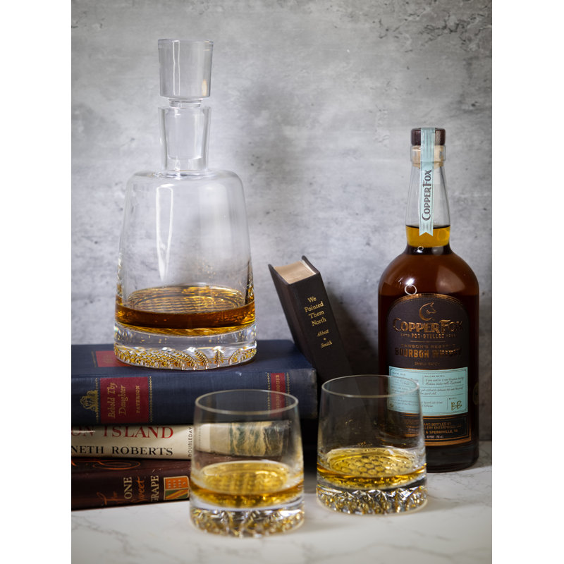 Clear Crystal 5-Piece Whiskey Decanter Set with Glasses