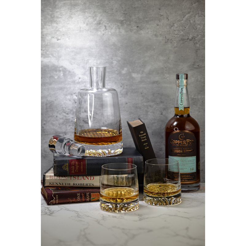 Clear Crystal 5-Piece Whiskey Decanter Set with Glasses