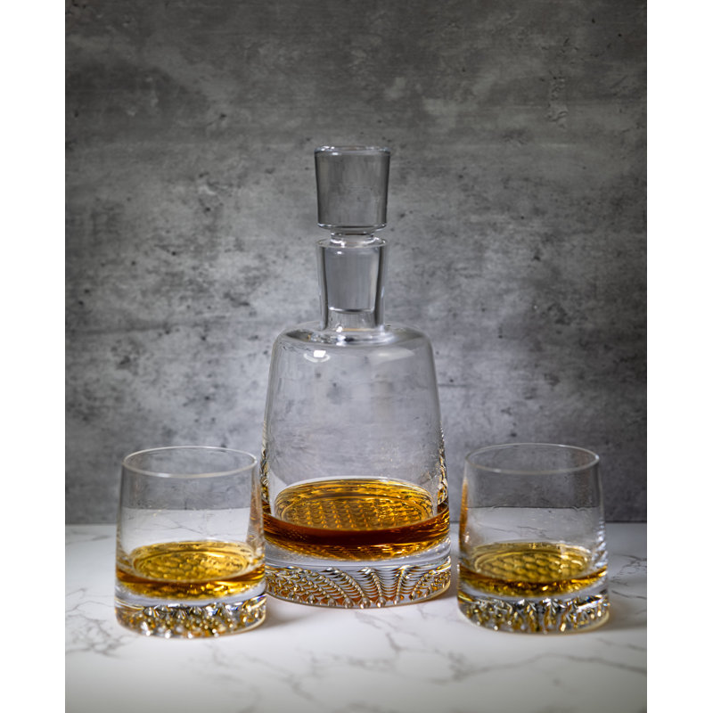 Clear Crystal 5-Piece Whiskey Decanter Set with Glasses