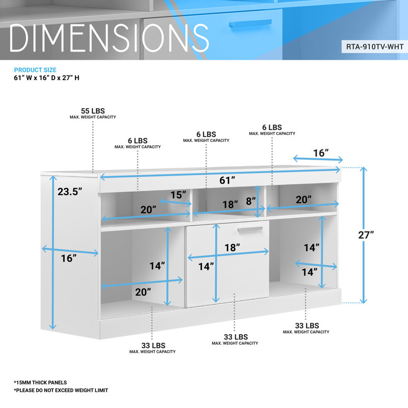 Modern White Compressed Wood 68'' Media Console with Cabinet