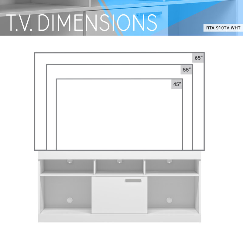 Modern White Compressed Wood 68'' Media Console with Cabinet