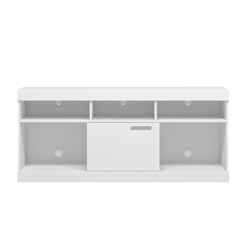 Modern White Compressed Wood 68'' Media Console with Cabinet