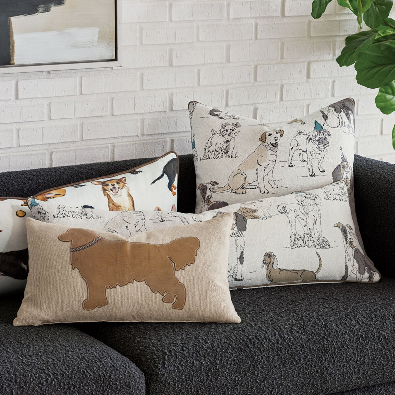 Buddy's Bash White and Gray Dog Party Rectangular Pillow