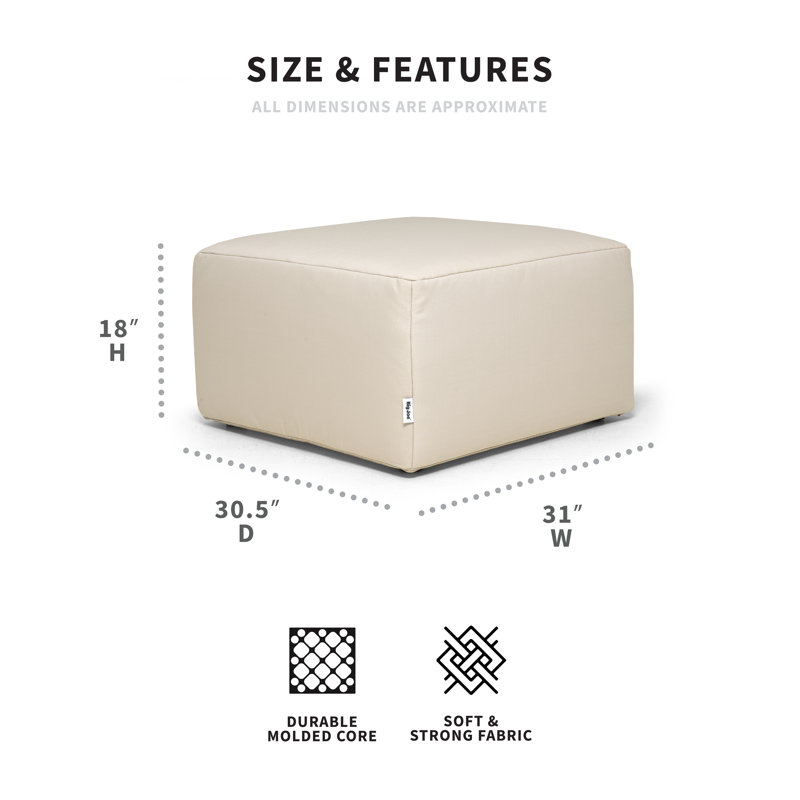 Beige Water-Resistant Patio Ottoman with Hidden Handle
