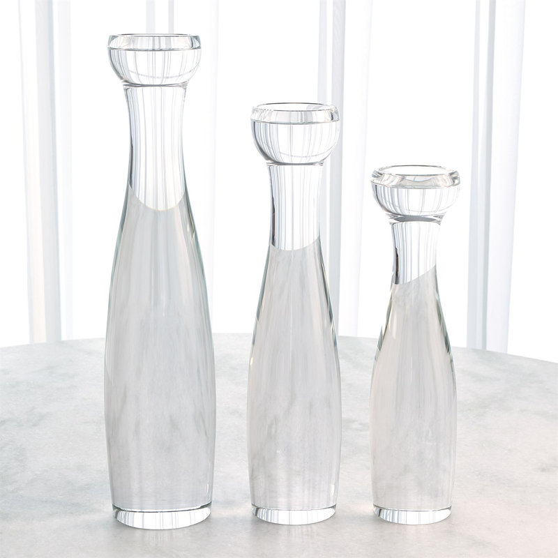 Elegant 18.75" Crystal Tabletop Candlestick for 3" W Pillar