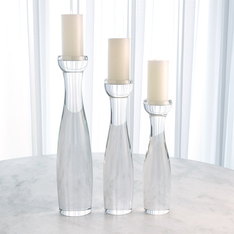 Elegant 18.75" Crystal Tabletop Candlestick for 3" W Pillar