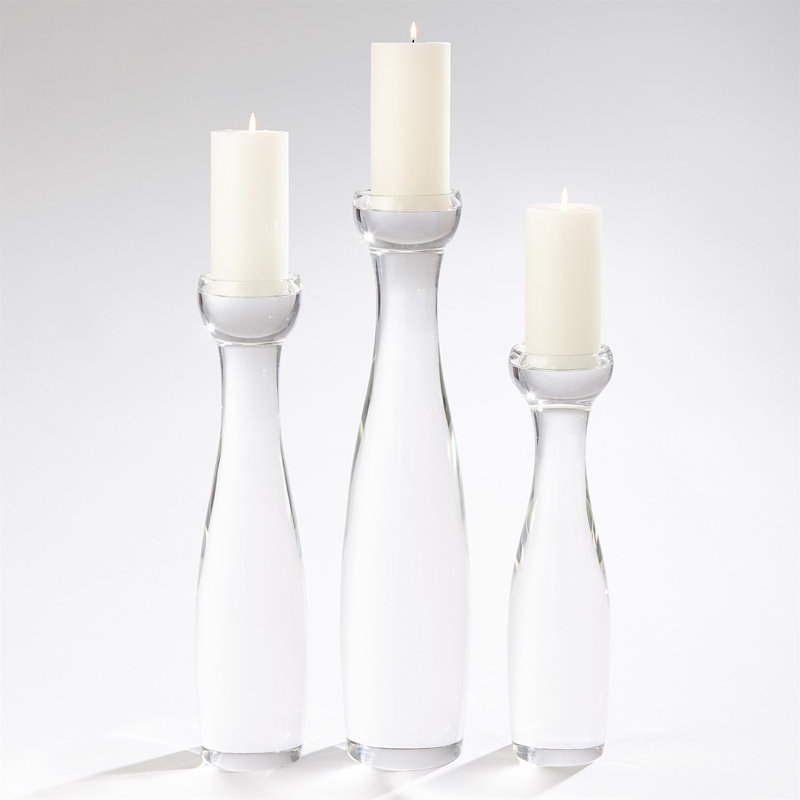 Elegant 18.75" Crystal Tabletop Candlestick for 3" W Pillar