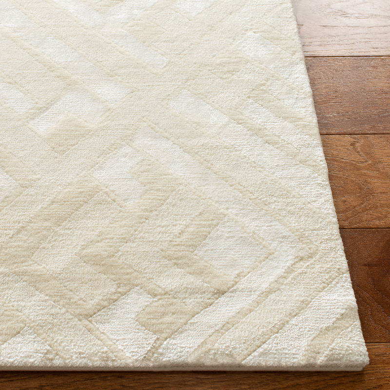 Deco Bas Ivory Hand-Knotted Wool-Viscose Blend 8' x 10' Rug
