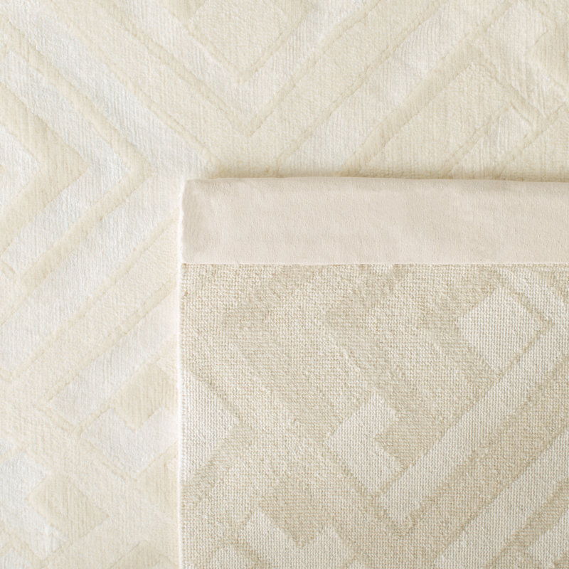 Deco Bas Ivory Hand-Knotted Wool-Viscose Blend 8' x 10' Rug
