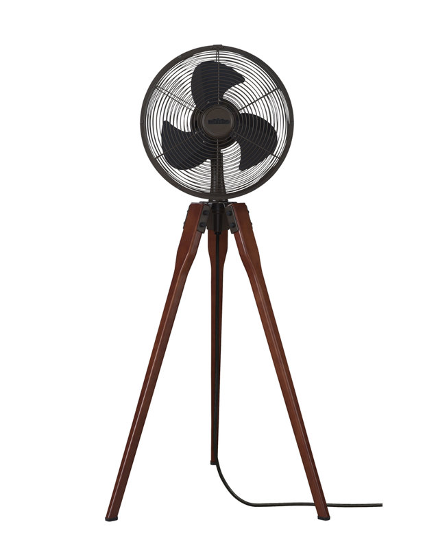 Arden Oscillating Floor Fan in Oiled Bronze with Walnut Wood