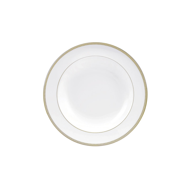 White Porcelain Soup Bowl with Gold Rim, 9"