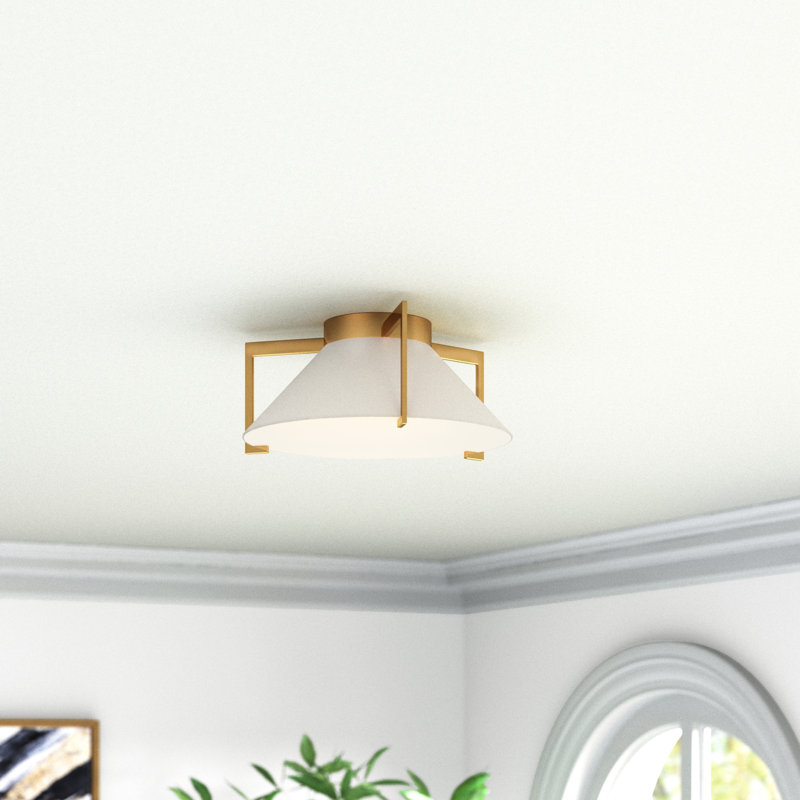 Transitional Brushed Bronze 20" LED Drum Flush Mount with Etched Acrylic