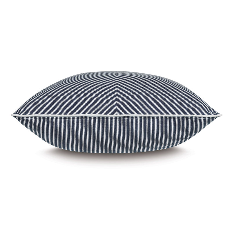 Blue and White Cotton Square Throw Pillow with Faux Down Insert